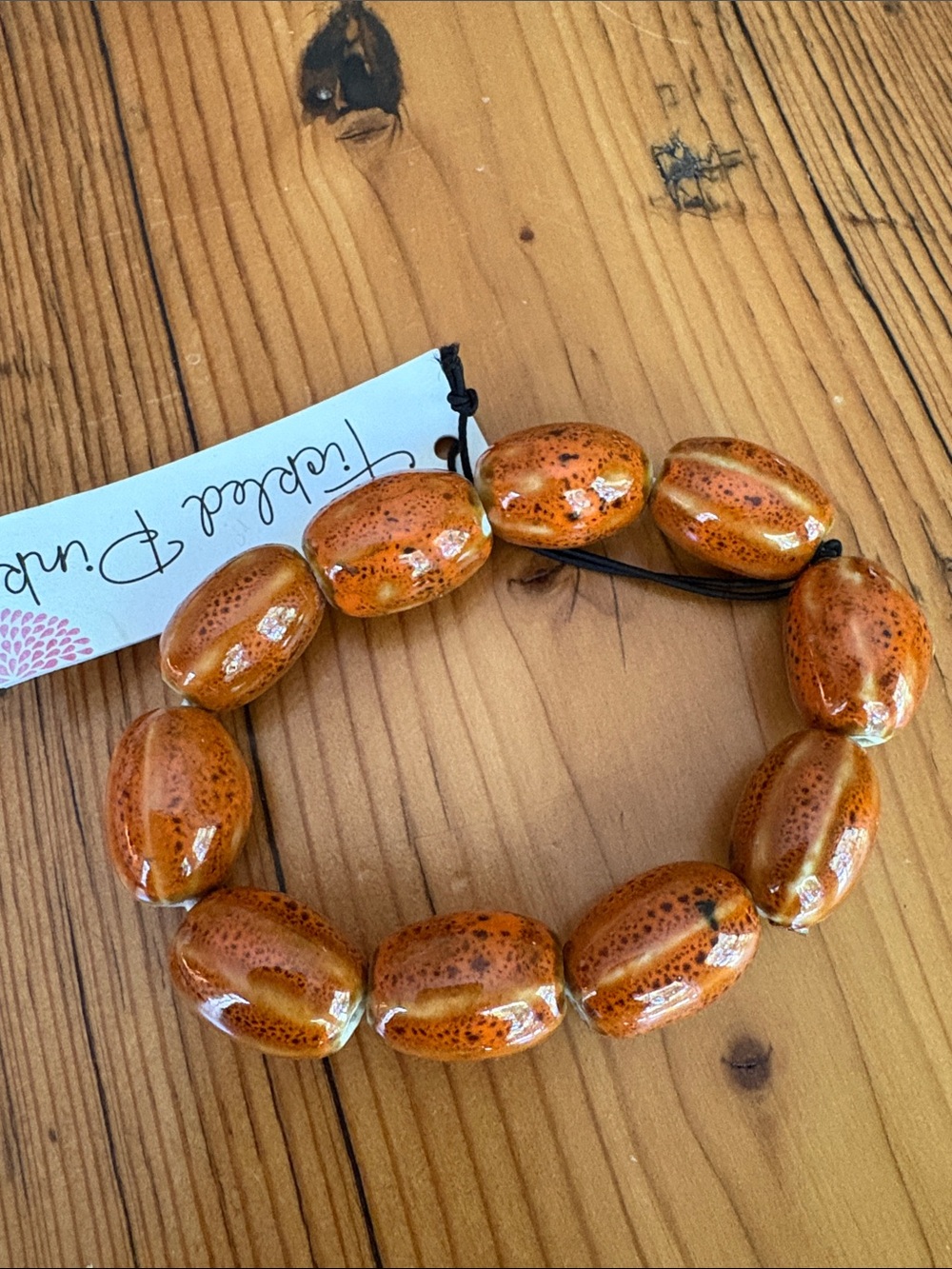 Handcrafted Orange Ceramic Bead Bracelet